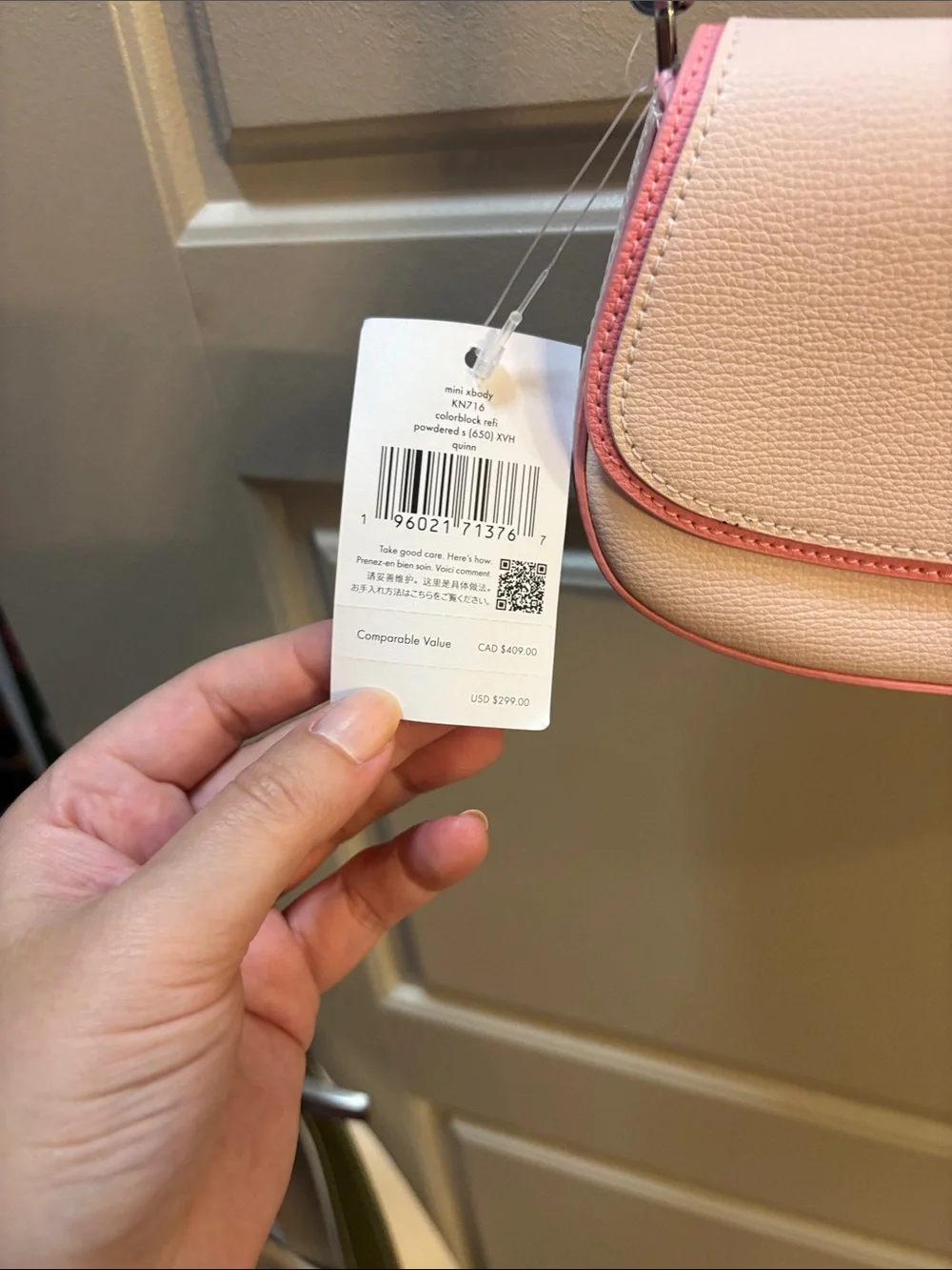 kate spade Small Quinn Mini Crossbody Bag in Pale Pink with Pink Trim